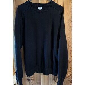 J. Crew Heritage cotton crewneck sweater men Large  Black Classic Preppy